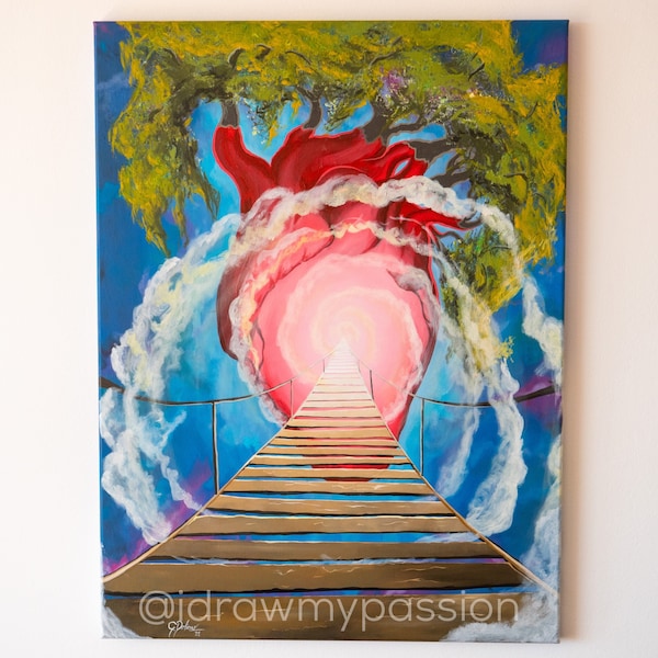 Into the Heart | Trust Yourself | Visionary art by @idrawmypassion | Intuitive Energetic Painting | Canvas Print