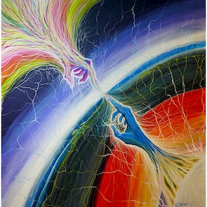 Connected to Divine | Consciousness | Unity | Mindfulness | Visionary art by @idrawmypassion | Energetic Painting | Print on Canvas