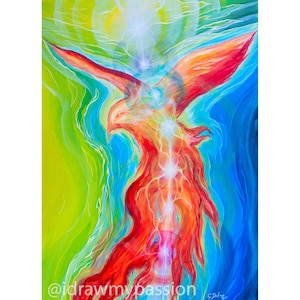 Phoenix Vol.2 - The Spirit of Transformation | Chakras Activation | Visionary art by @idrawmypassion | Energetic Painting | Canvas Print