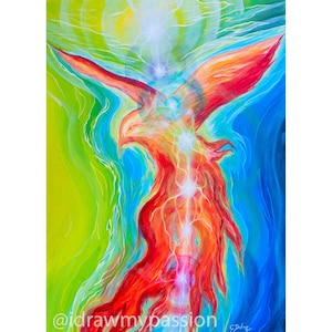 Phoenix Vol.2 - The Spirit of Transformation | Chakras Activation | Visionary art by @AttractPassion | Energetic Painting | Canvas Print