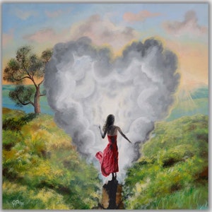 Love | Mystical Landscape | Visionary art by @idrawmypassion | Intuitive Inspirational Painting | Print on Canvas