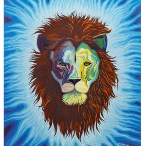 Spirit of a Lion | Leo | Courage | Abstract | Visionary art by @idrawmypassion | ntuitive Energetic Painting | Print on Canvas