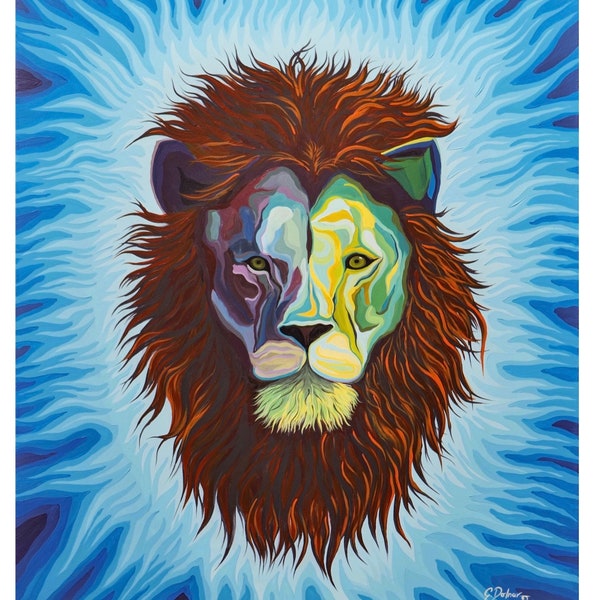 Spirit of a Lion | Leo | Courage | Abstract | Visionary art by @idrawmypassion | ntuitive Energetic Painting | Print on Canvas