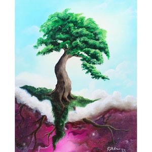 The Tree of Wisdom | Dreamy | Celestial & Universe | Visionary art by @idrawmypassion | Intuitive Energetic Painting | Print on Canvas
