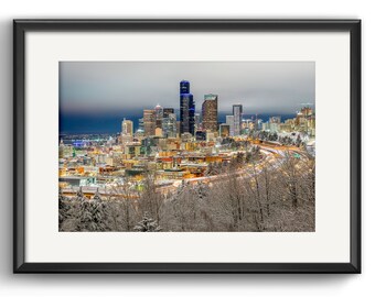 Seattle Skyline Photography: Limited Edition Downtown Snow Scene