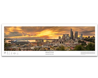 Impresión artística del horizonte de Seattle: vista del centro de Beacon Hill, calidad de archivo