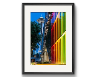 Seattle Space Needle Photography: Rainbow Opera House Art Print
