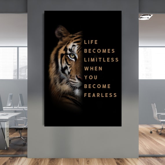 Poster Motivazionale Su Tela Con Tigre E Citazione Sul Successo, 45x60 Cm, Incorniciato, Pronto Da Appendere