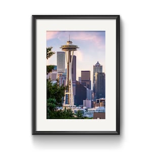 SEATTLE SKYLINE PRINT, Space Needle Fotografie, Cityscape Print, Limited Edition Wanddeko, Leinwand, Giclee Druck