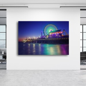 SANTA MONICA PRINT, Santa Monica Pier At Night, California Art Print, Southern California Photography, Beach House Decor image 3