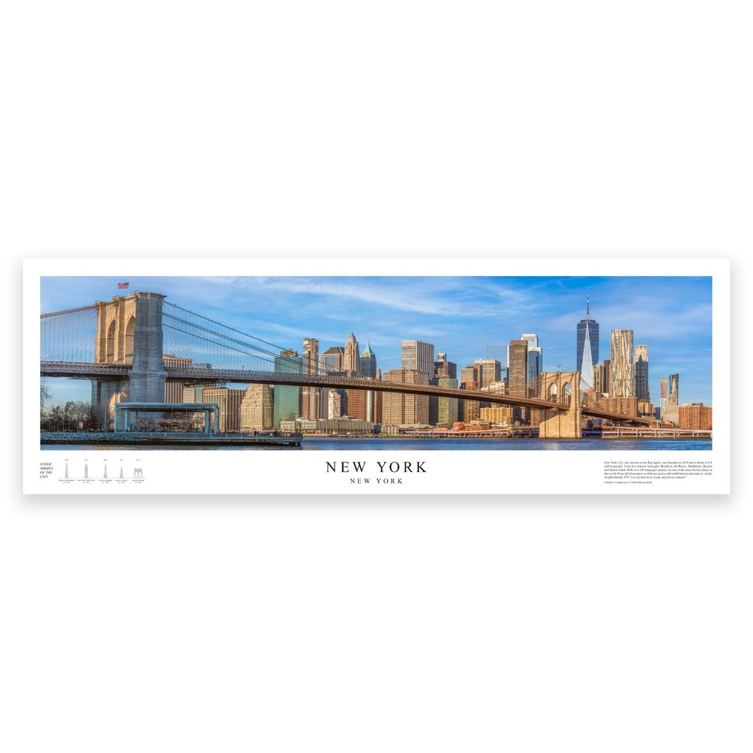 NYC Skyline Art Print: Panoramic New York City Fine Art (12x36) - Etsy