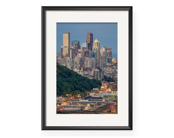 SEATTLE PHOTOGRAPHY PRINT, Downtown Skyline Art Print, Seattle Home Decor, Large Wall Art Canvas