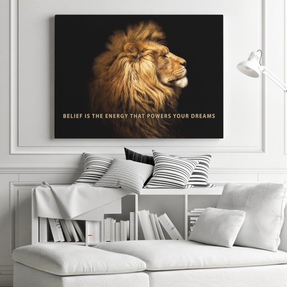 Lion Motivational Canvas Art: Inspirational Quote Wall Decor