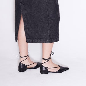 The Paloma Lace Up Flat in Black image 6