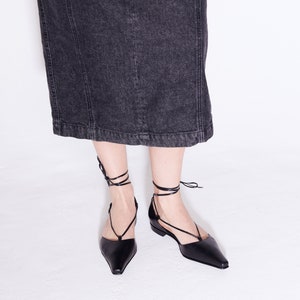 The Paloma Lace Up Flat in Black image 2