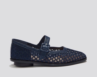 Eugenia Flat in Indigo Mesh