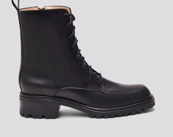 Low Roma Lace Up Boot in Black