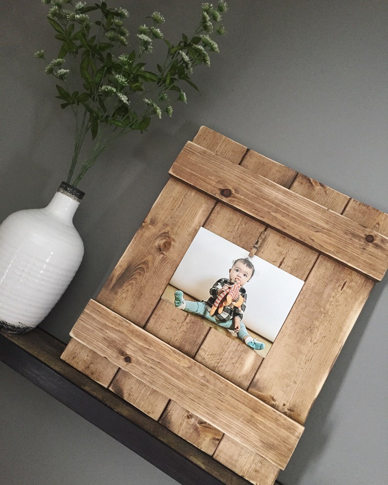 Rustic Farmhouse Wood Picture Frame 14x17 Stained And Image 0