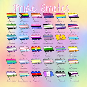Pride Emotes | 36 pride flag emotes | Pride Flag | Twitch, Discord, Youtube, Facebook Gaming |