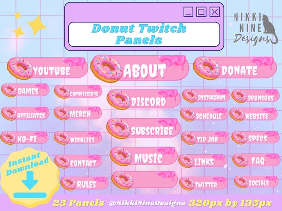 25 Pink Donut Twitch Panel Set Edit in CANVA Twitch - Etsy