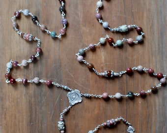 Picasso Jasper and Sterling Silver Rosary