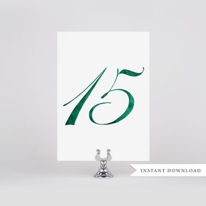 Emerald Green Wedding, Green Table Numbers, Watercolor, Printable Table Number, Digital Download, Wedding Table Numbers, Green Wedding Decor