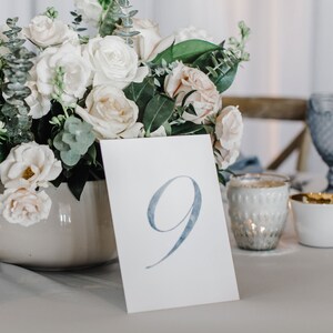 Dusty Blue Wedding, Blue Table Numbers, Watercolor, Printable Table Numbers, Digital Download, Beach Wedding Decor, Dusty Blue Wedding Decor image 5