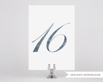 Gray Table Numbers, Gray Wedding Decor, Table Number Cards, Printable Table Numbers, Digital Download, Wedding Table Numbers, Watercolor