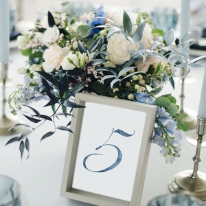 Dusty Blue Wedding, Blue Table Numbers, Watercolor, Printable Table Numbers, Digital Download, Beach Wedding Decor, Dusty Blue Wedding Decor image 3