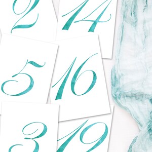 Turquoise Table Numbers, Beach Wedding Decor, Printable Table Numbers ...