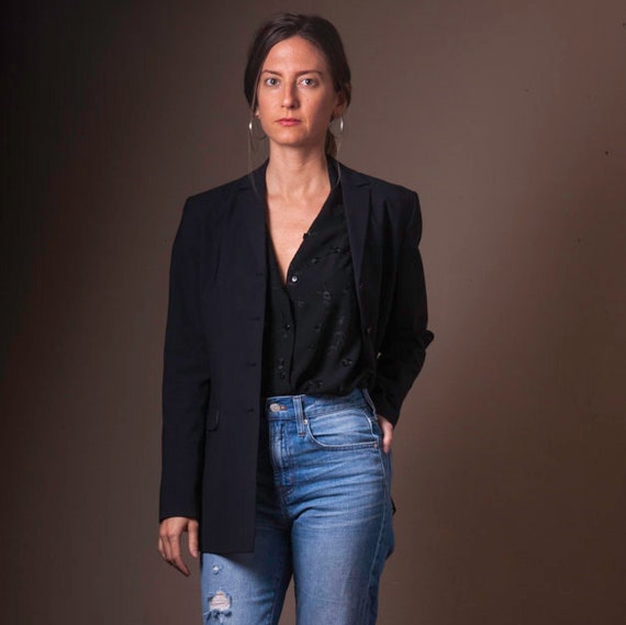 Vintage 90's Long Blazer, Black Blazer