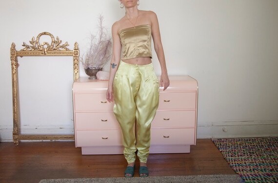 80's Yellow Satin Riding Pants