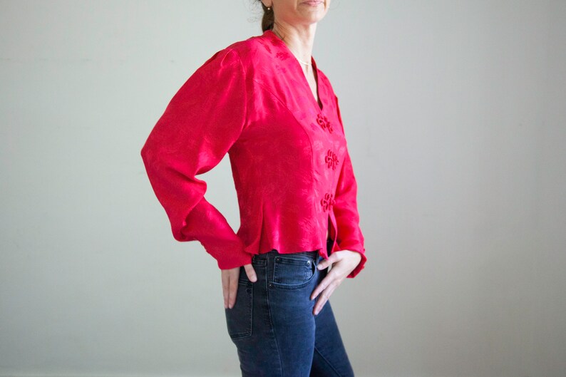 Red Silk oriental blouse