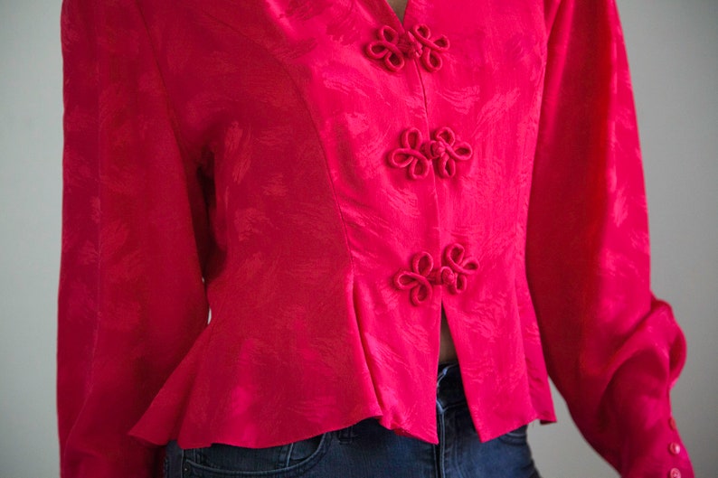 Red Silk oriental blouse