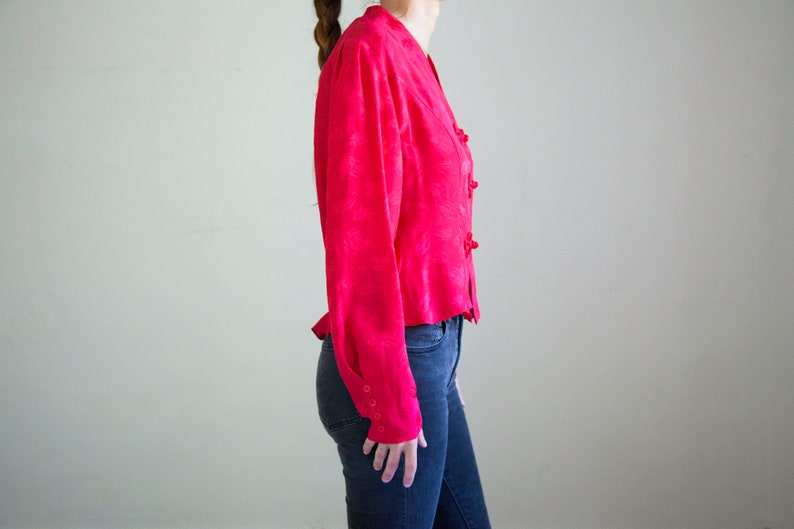 Red Silk oriental blouse