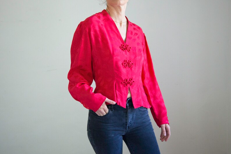 Red Silk oriental blouse