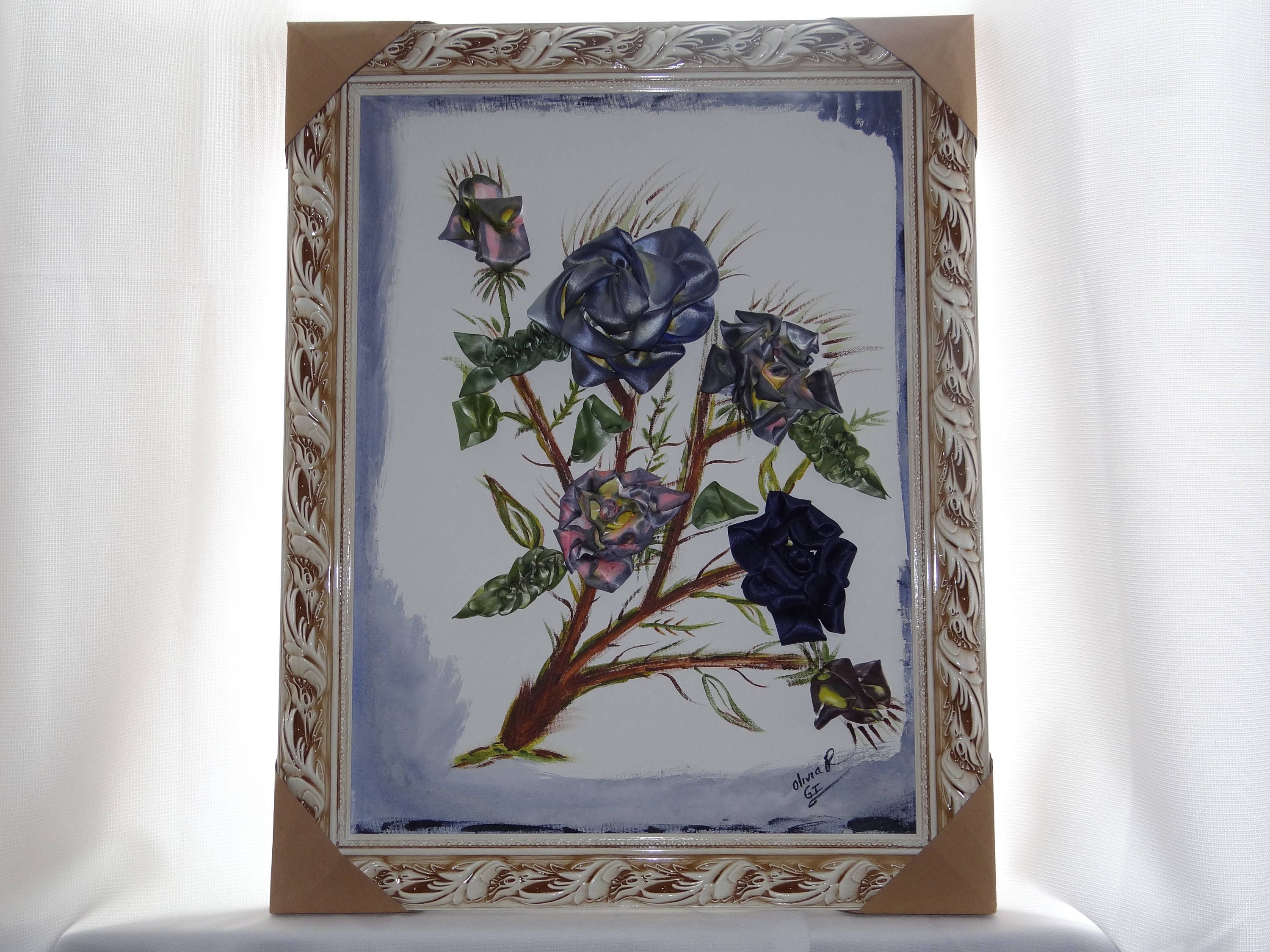 Embroidered Flowers on Canvas Etsy Denmark