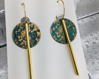 Brass Earrings Dangle Earrings Geometric Brass Dangle Earrings
