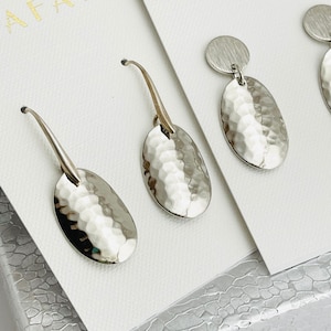 Oval Earrings, Pounded Earrings, Post Earrings, Hook Earrings, Geometric Earrings, Contemporary Earrings, Minimalist Earrings