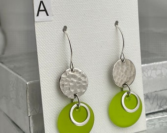 Sea Glass Earrings, Teal Earrings, Navy Earrings, Lime Green Earrings, Turquoise Earrings, Silver Earrings, Silver Sea Glass Earrings