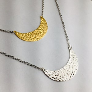Crescent Pendant, Moon Pendant, Minimalist Pendant, Geometric Pendant, Gold Pendant, Silver Pendant, 18 K Gold Pendant, Chain necklace