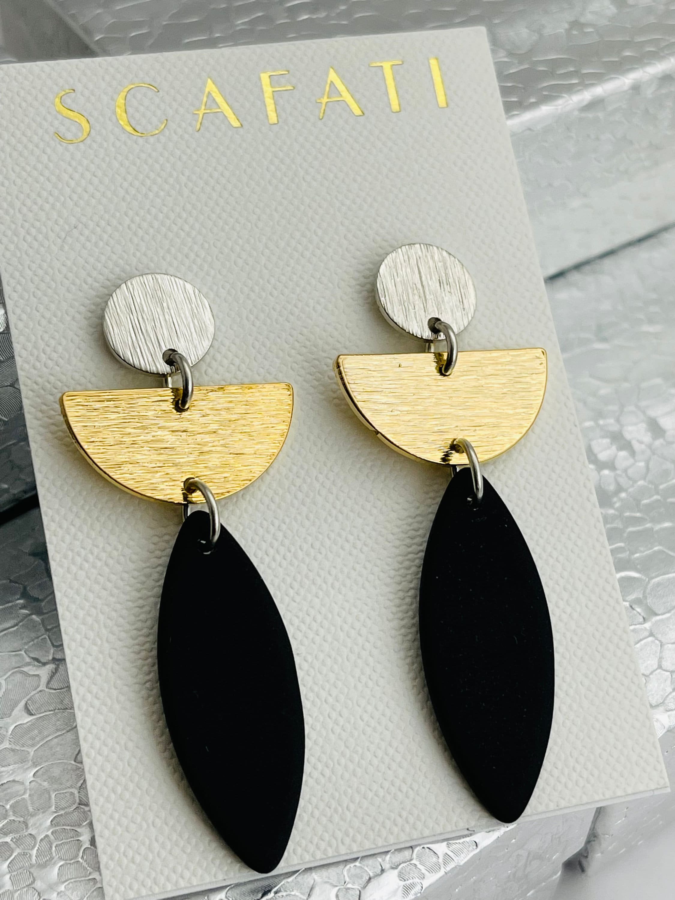 YUJIAXU Geometric Semicircle Resin Drop Earrings For Women - Gold Plated, Handmade Statement Jewelry