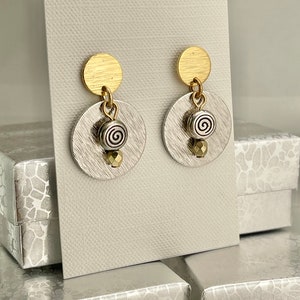 Mixed Metal Earrings Post with Drop Earrings 18K Gold Silver Earrings Earrings under 20 Bridesmaids Earrings