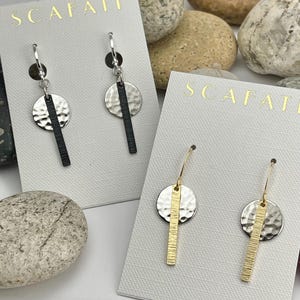Minimalist Earrings, Bar Earrings, Linear Earrings, Gold Silver Earrings, Geometric Earrings, Black Silver Earrings, Mixed Metal Earrings