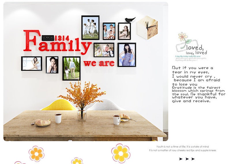 Family photo frame home decor acrylic wall decor Art Mural Home Decor Wall decal