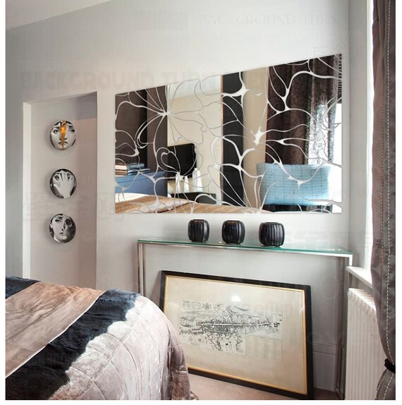 Luxury Lily Sculpture Wall Art Sticker 3d Self Adhesive Silver Mirror Wall Decor Living Room Decor Bedroom Decor Home Decor
