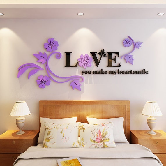 50 20 Love Flower Home Decal Red 3d Romantic Wall Decal Mirror Wall Sticker Wall Sticker