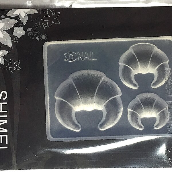 CROISSANTS, Shimei 3D Nail Brand - Miniature Silicone Mold, Use with Resin or Clay, MATTE Finish, Make Nail Art, Decoden, Shaker Mold pieces