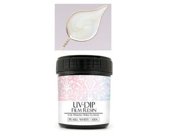 Dip UV/LED PEARL WHiTE 100ml for Wire Flowers, Handcrafter brand, (opaque), VERy Viscous /thick, No stickiness or tackiness when cured.