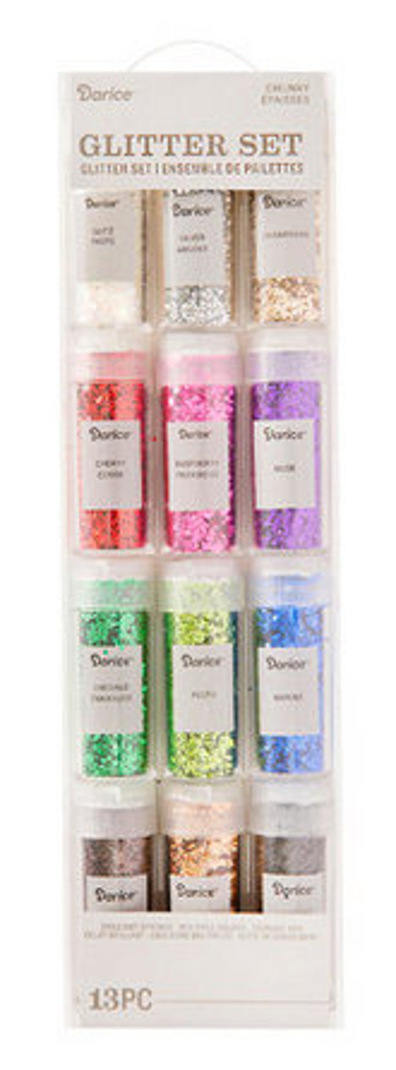 Darice 12-pc CHUNKY Glitter Set: Assorted Colors Crafts Each jar is .30 ounces of glitter Resin Jewelry Great for UV /& 2-part Resins
